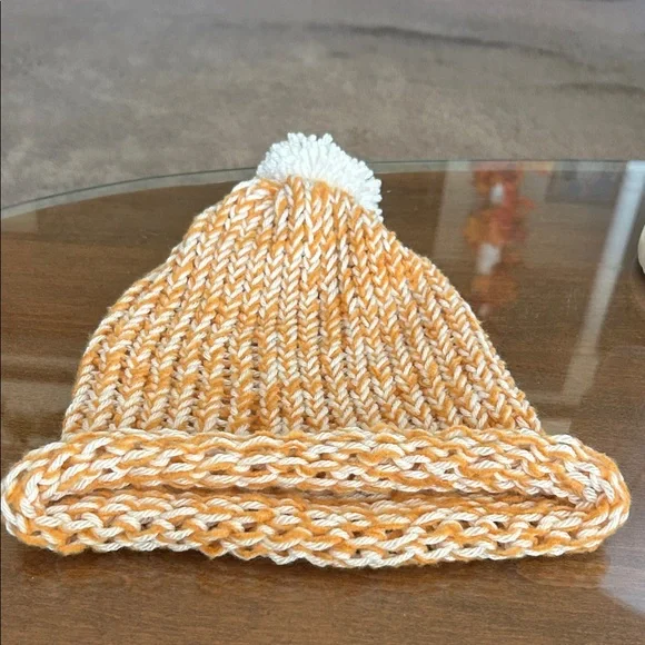 Cozy Orange and White Knit Beanie - Picture 6 of 6